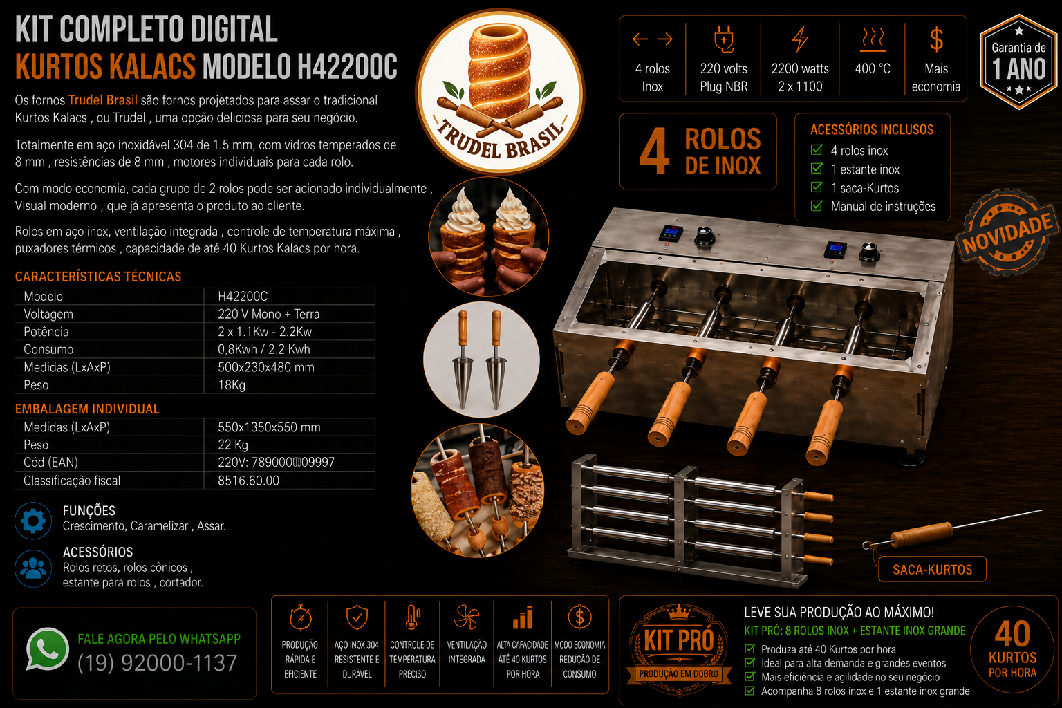 Trudel Brasil - Forno Horizontal 4 rolos