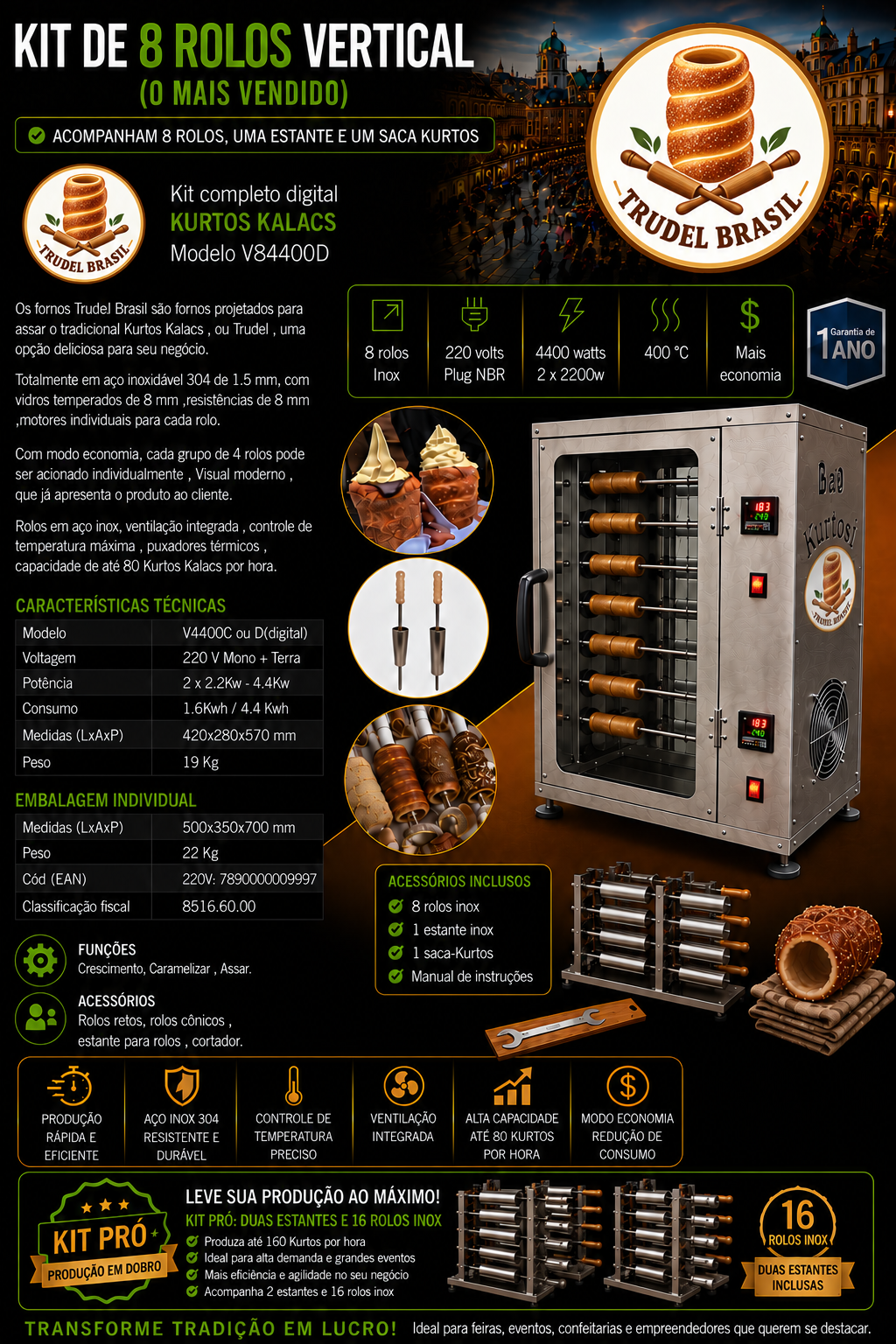 Trudel Brasil - Forno Vertical 8 rolos